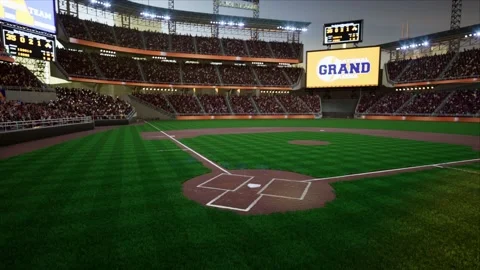 Empty baseball and cricket arena with fans in the evening lights Video stock 164044079