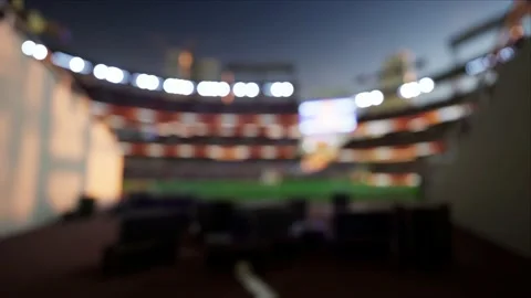 Empty baseball and cricket arena with fans in the evening lights Video stock 164090868