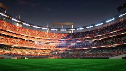 Empty baseball and cricket arena with fans in the evening lights Stock Footage 164090922