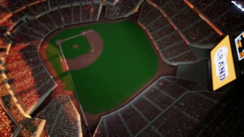 Empty baseball and cricket arena with fans in the evening lights Video stock 164091075