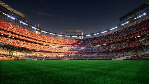 Empty baseball and cricket arena with fans in the evening lights Video stock 164091152