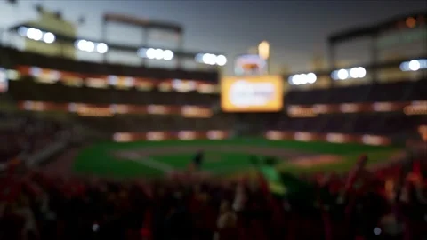 Empty baseball and cricket arena with fans in the evening lights Video stock 164091174