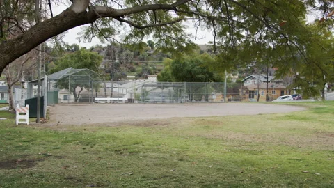 Empty Baseball Field After Rain Covid 19 Coronavirus Lockdown Quarantine Stock Footage 147567829