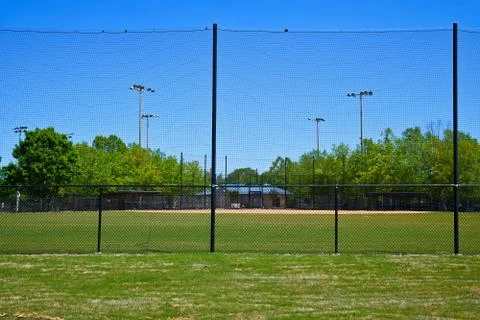Empty Baseball Field Closed during Coronavirus Pandemic Stock Photos