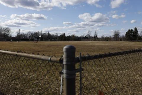 Empty Baseball Field during spring Stock Photos