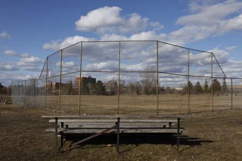 Empty Baseball Field during spring Stock Photos