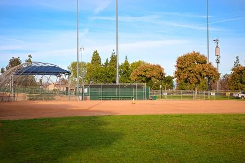 Empty baseball field at Mountain Gate Park. Stock Photos