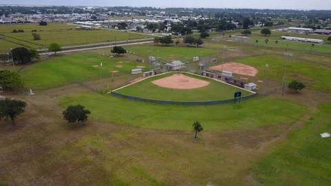 Empty Baseball Fields Due to Coronavirus aerial nicer four fields Stock Footage 128673358