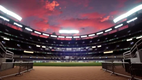 Empty baseball or cricket arena. evening 4k scene. Animated 3d photoreal video Stock Footage 163547118