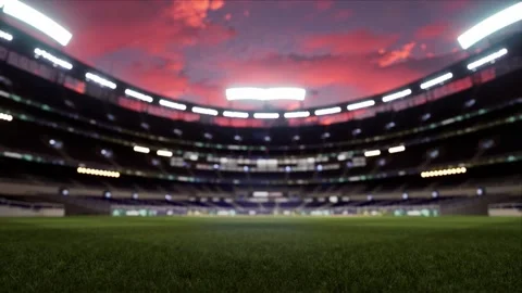Empty baseball or cricket arena. evening 4k scene. Animated 3d photoreal video Stock Footage 163547179