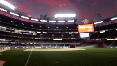 Empty baseball or cricket arena. evening 4k scene. Animated 3d photoreal video Stock Footage 163547298