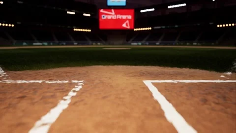 Empty baseball or cricket arena. evening 4k scene. Animated 3d photoreal video Stock Footage 163547342