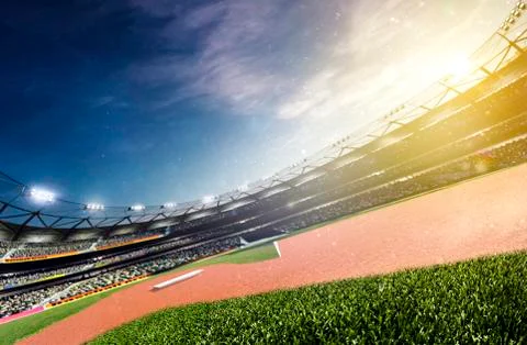Empty baseball stadium 3d render panorama Stock Illustration