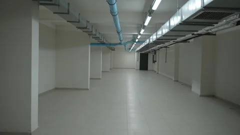 Empty Basement with Industrial Ducting Stock Footage 311265309
