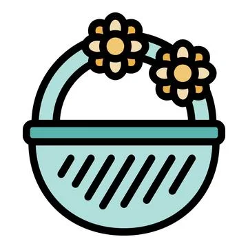 Empty basket with flowers celebrating spring season Stock Illustration