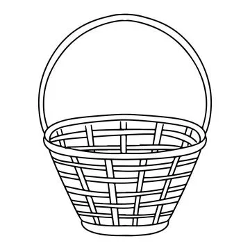 Empty basket in hand drawn doodle style. Vector illustration isolated on whit Stock Illustration