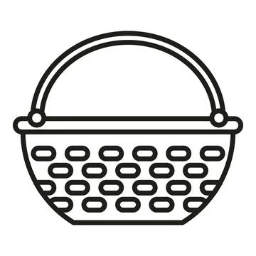 Empty basket icon outline vector. Picnic straw Stock Illustration