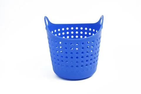 Empty basket for objects, pens, pencils. Purple color. Isolated on white Stock Photos