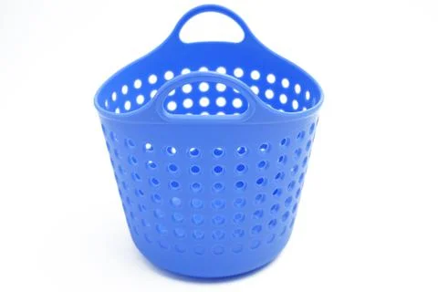 Empty basket for objects, pens, pencils. Purple color. Isolated on white Stock Photos