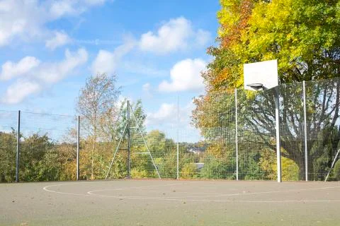 An empty basketball court in Fall or Autumn Season Stock Photos