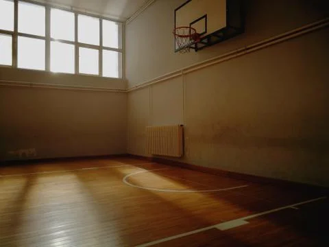 Empty basketball hall Stock Photos