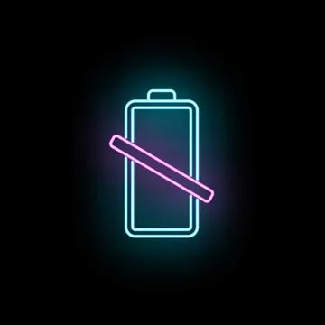 Empty battery charge concept neon glow icon Stock Illustration