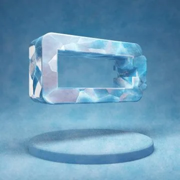 Empty Battery icon. Cracked blue Ice Empty Battery symbol on blue snow podium Иллюстрация