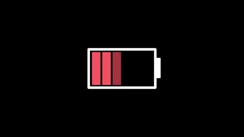 Empty Battery Icon Outline on animation Black Background power energy Stock Footage 321791907