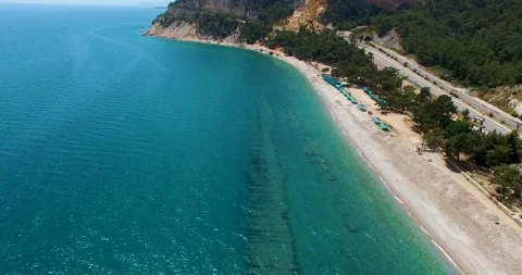 Empty Beach Aerial Shot Stock Footage 130611882