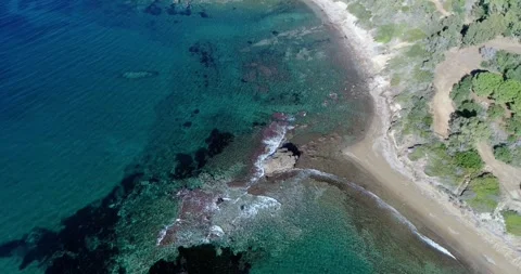 Empty Beach and blue sea drone view Stock Footage 274247756