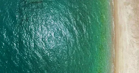 Empty Beach and Clean Sea Drone Shot Stock Footage 130612918