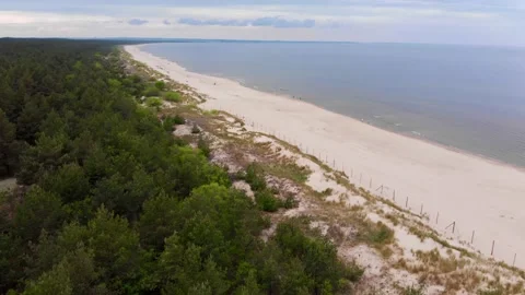 Empty Beach and Dunes - Aerial Video stock 132265388