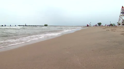 Empty beach and lifeguard tower Stock Footage 40747436