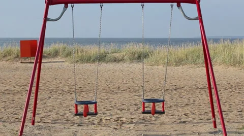 Empty beach and swing HD Stock-Footage 27504152