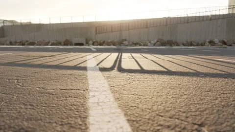 Empty beach car park spaces covered in asphalt. Vídeos de archivo 234832564