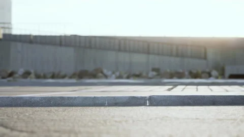 Empty beach car park spaces covered in asphalt. Stock Footage 238461843