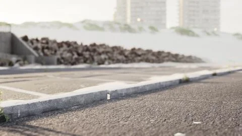 Empty beach car park spaces covered in asphalt. Stock Illustration