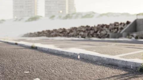 Empty beach car park spaces covered in asphalt. Stock Illustration