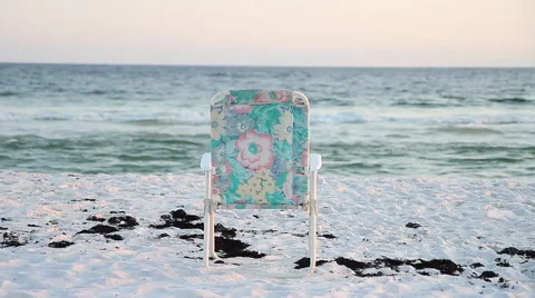 Empty Beach Chair Stock Footage 48700422