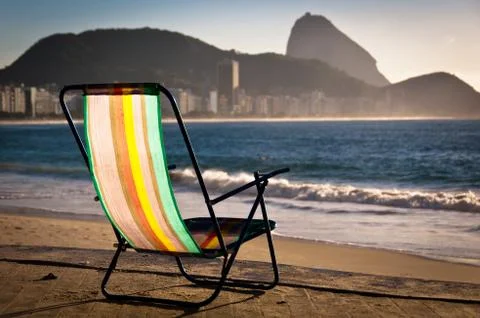 Empty Beach Chair 스톡 사진