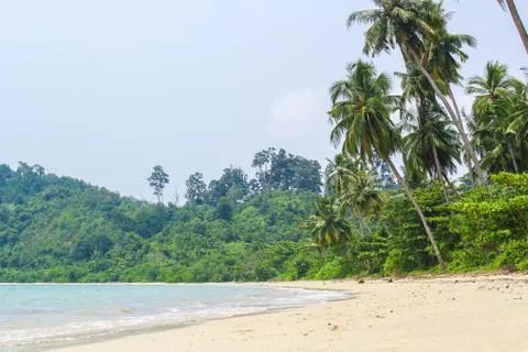 Empty Beach Clear Sand in Poncan Island Sibolga Stock Photos