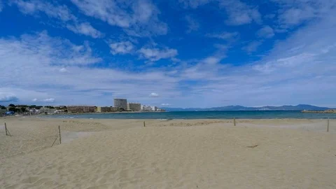 Empty Beach Cloud Timelapse Stock Footage 91168156
