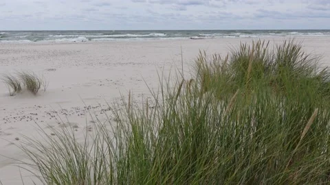 Empty beach on a cloudy day.  Stock Footage 158941706