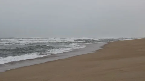 Empty beach on a cloudy winter morning Stock Footage 149485157