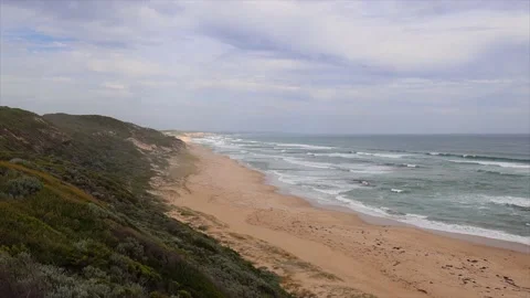 Empty beach coastline with sandy shore Stock Footage 235592944