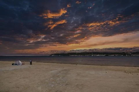 An empty beach in coatia at Stock Photos