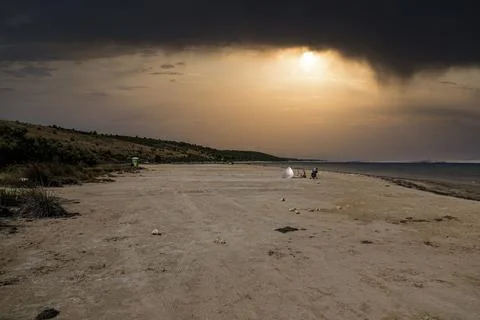 An empty beach in coatia at Stock Photos