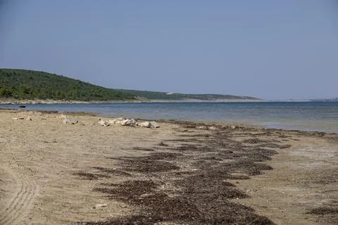 An empty beach in coatia at summer Stock Photos