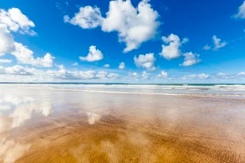 Empty beach in devon, england Stock Photos