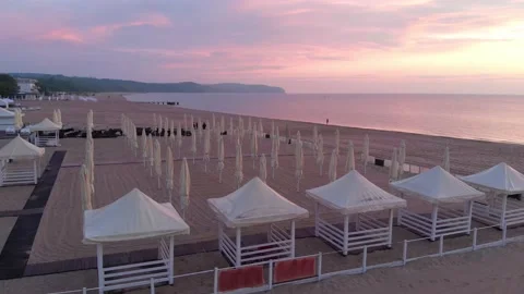 Empty Beach - Drone Video stock 132216287